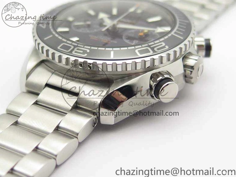 0513 Planet Ocean Master Chrono SS OM 1:1 Best Edition Black Dial On SS Bracelet A9900 V Fashionable 8113